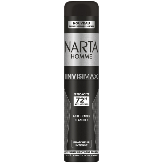 Déodorant Homme InvisiMax 72H Anti-Traces Blanches Fraîcheur Intense NARTA HOMME