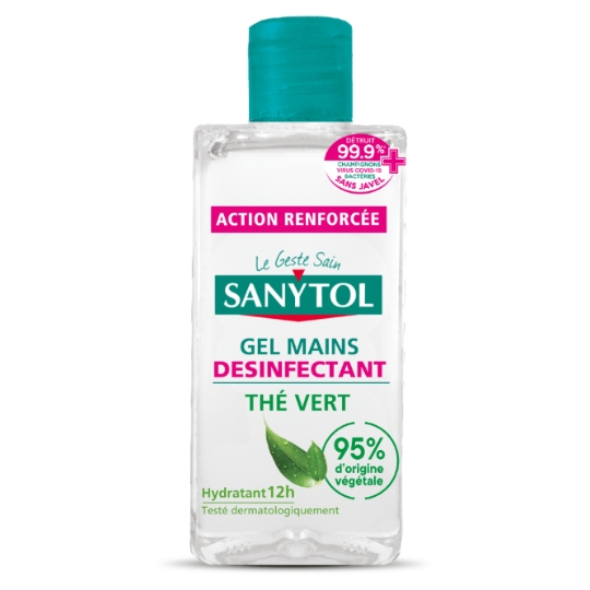 Gel Mains Désinfectant Thé Vert Hydratant 12h SANYTOL