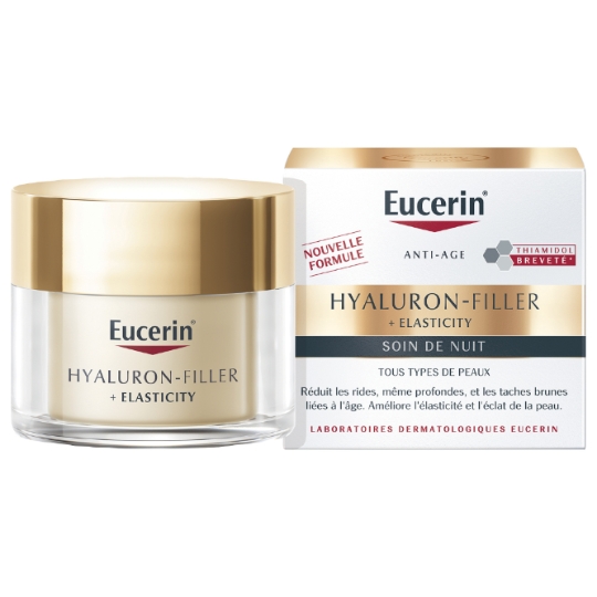 Crème de Nuit Visage Femme Peau Mature Améliore l'Elasticité Anti-âge Hyaluron-Filler EUCERIN