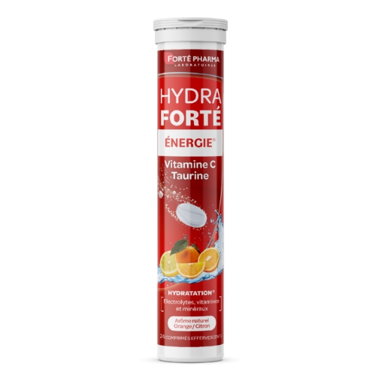 Complément alimentaire Énergie Hydratation Vitamine C Taurine Electrolytes Vitamines Minéraux Comprimés Effervescents Orange Citron FORTE PHARMA