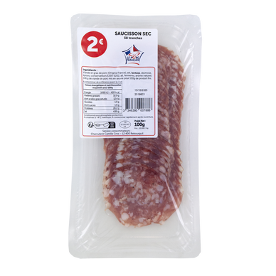 Saucisson sec, 38 tranches, 100g