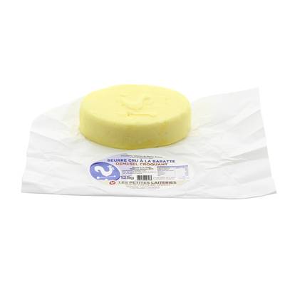 Les Petites Laiteries Beurre Demi-Sel croquant à La Baratte - Lait de vache cru, 125g