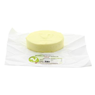 Les Petites Laiteries Beurre Doux à La Baratte - Lait de vache cru, 125g