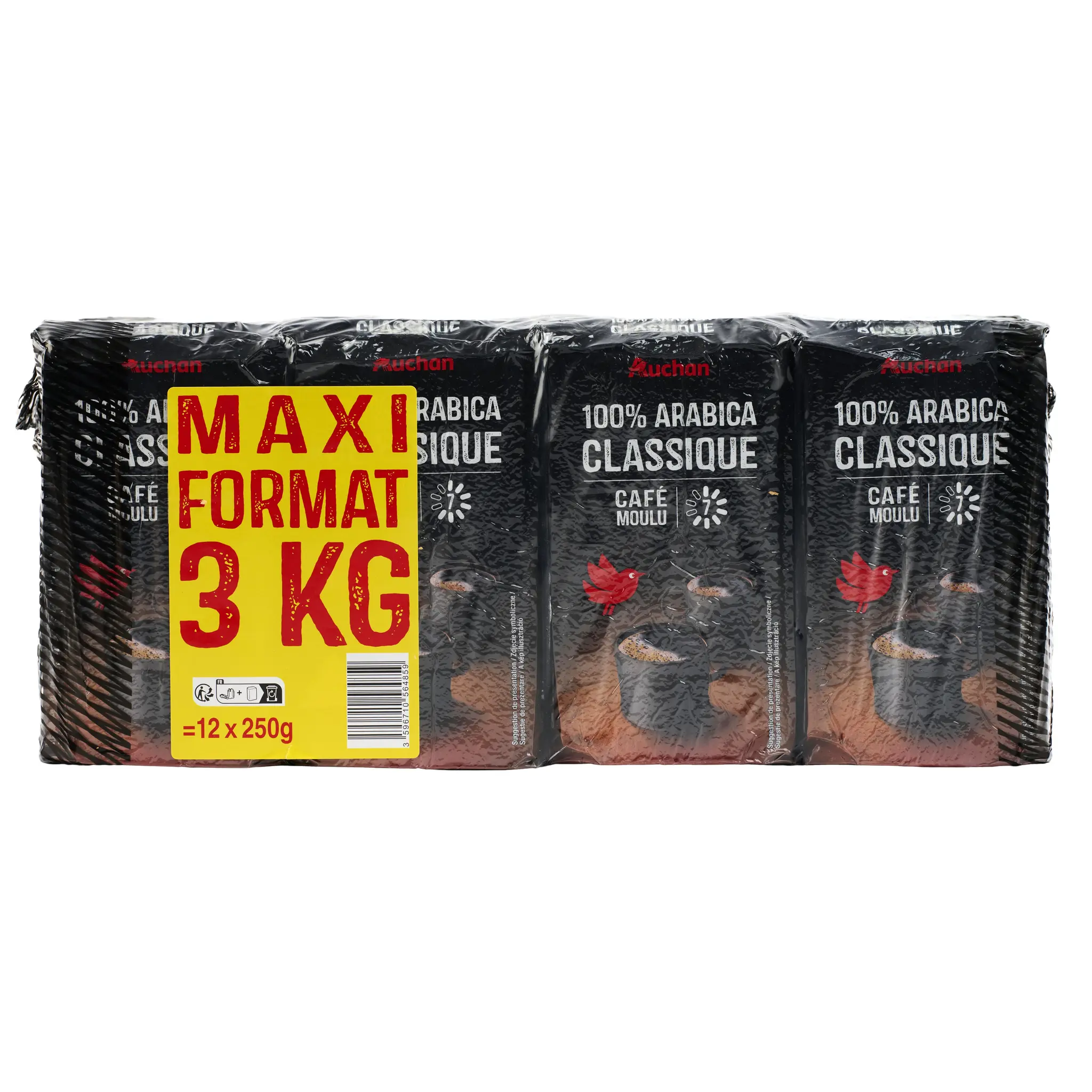 AUCHAN Café moulu 100% arabica classique