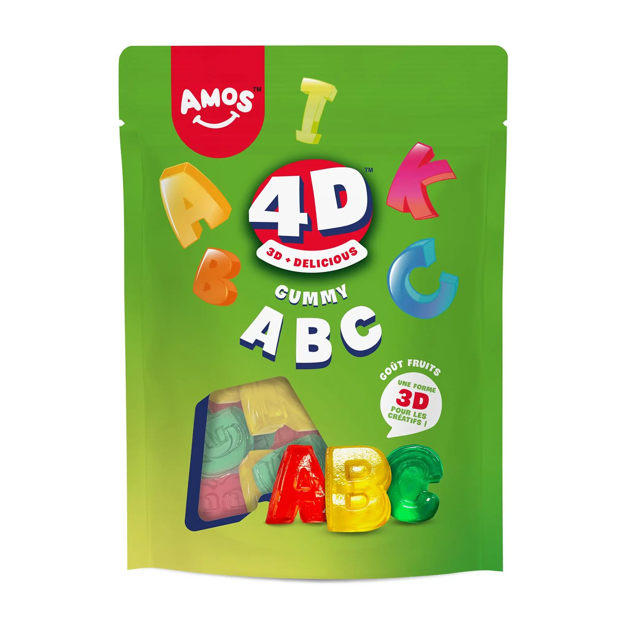AMOS Bonbons gélifiés goût fruits en forme de lettres