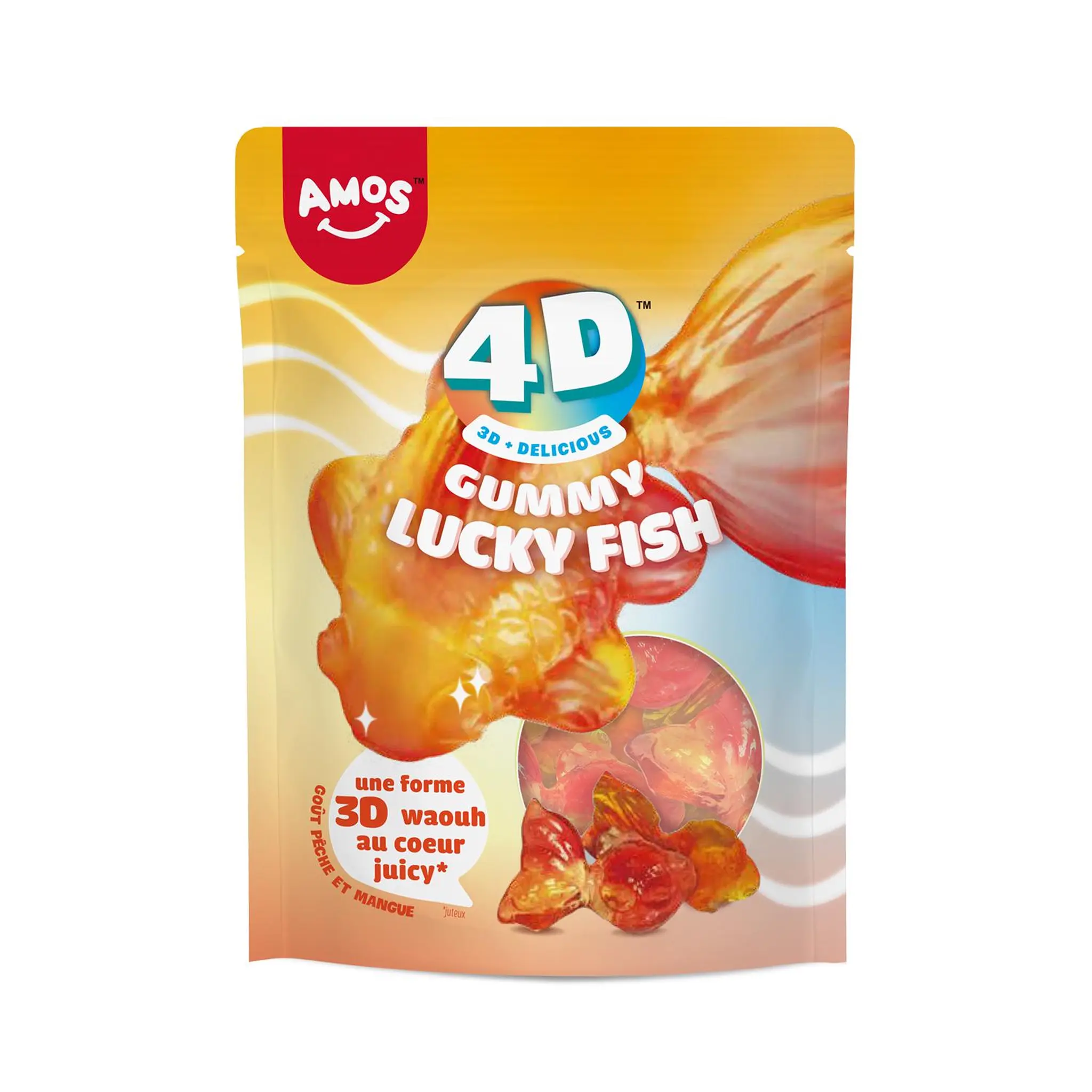 AMOS Bonbons gélifiés au goût de mangue et pêche en sachet