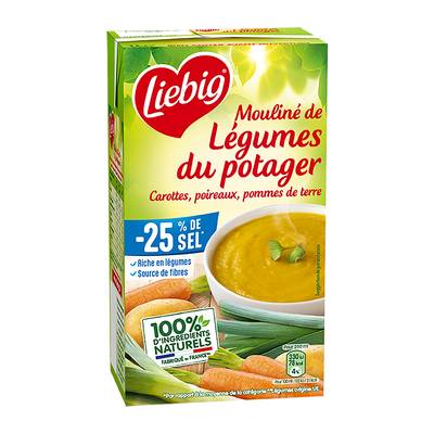 Liebig Mouliné de légumes du Potager Taux de sel réduit Soupe liquide en brique familiale, 1L