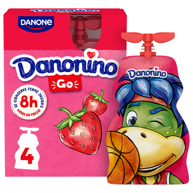 Yaourt à boire fraise en gourde DANONINO - 4x70g