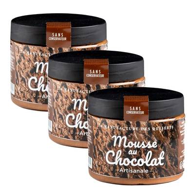 La manufacture des desserts Mousse au Chocolat Artisanale, Lot de 3x80g