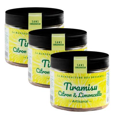 La manufacture des desserts Tiramisu Citron & Limoncello Artisanal, Lot de 3x90g