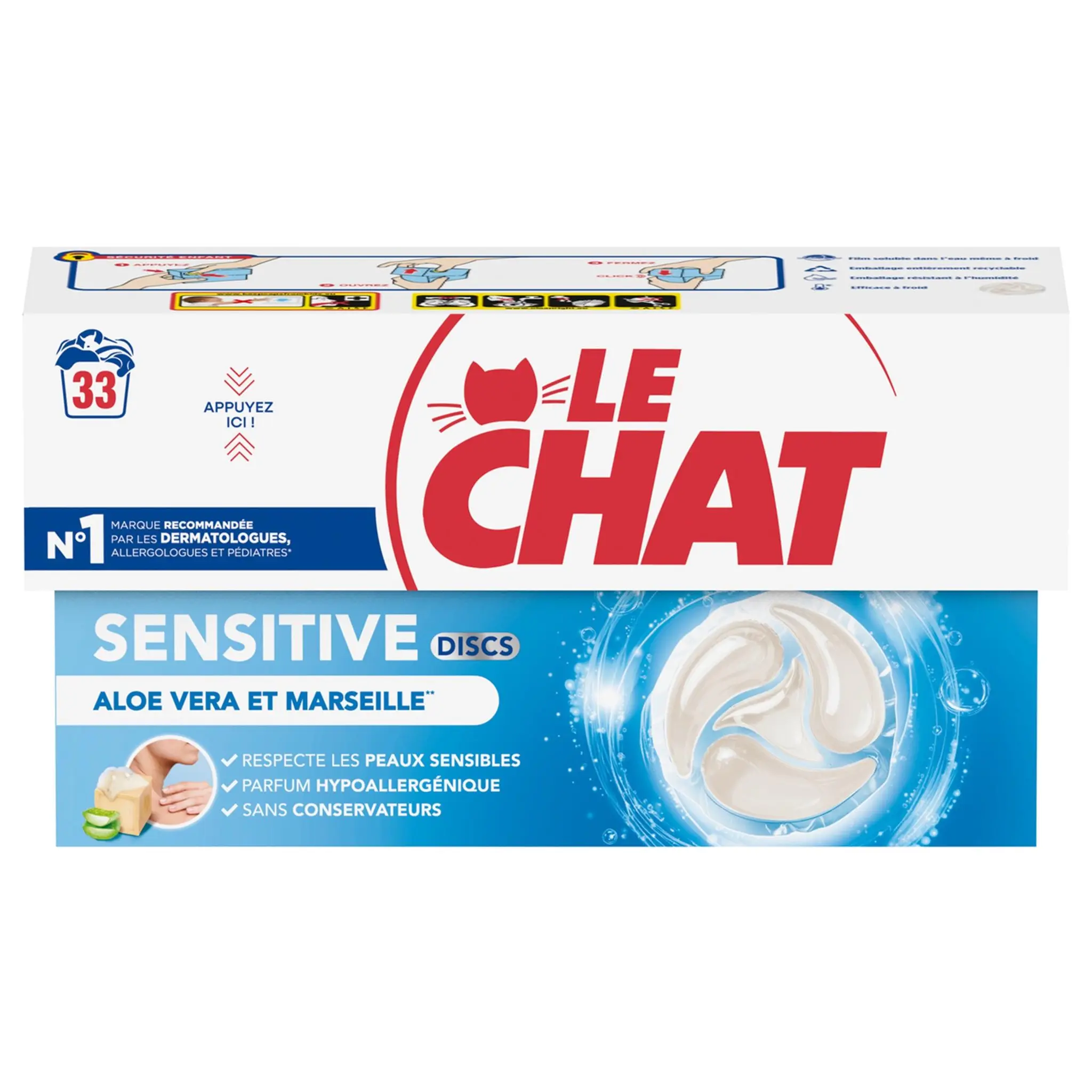 LE CHAT Lessive capsules savon de Marseille aloe vera