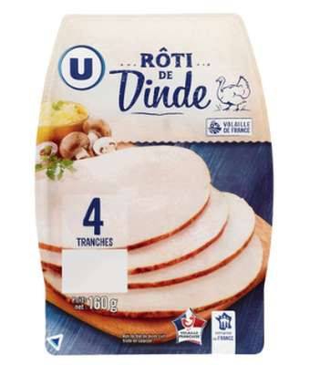 Rôti dinde tranchés, U (x 4, 160 g)