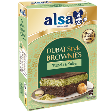 Préparation brownie chocolat fourrage pistache ALSA 260g