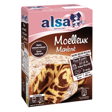 Préparation pour gâteau Moelleux marbré ALSA, 435g