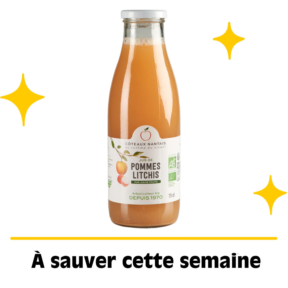 Jus de pommes litchis bio