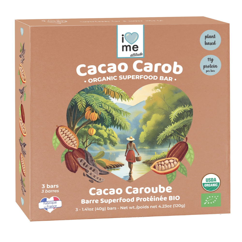 Barre cacao caroube protéinée bio