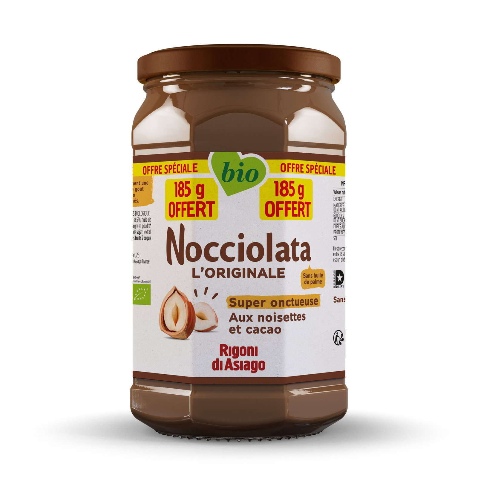 Nocciolata pâte à tartiner bio 650g + 185g offert