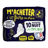 Serviettes périodiques nuit bio x 10