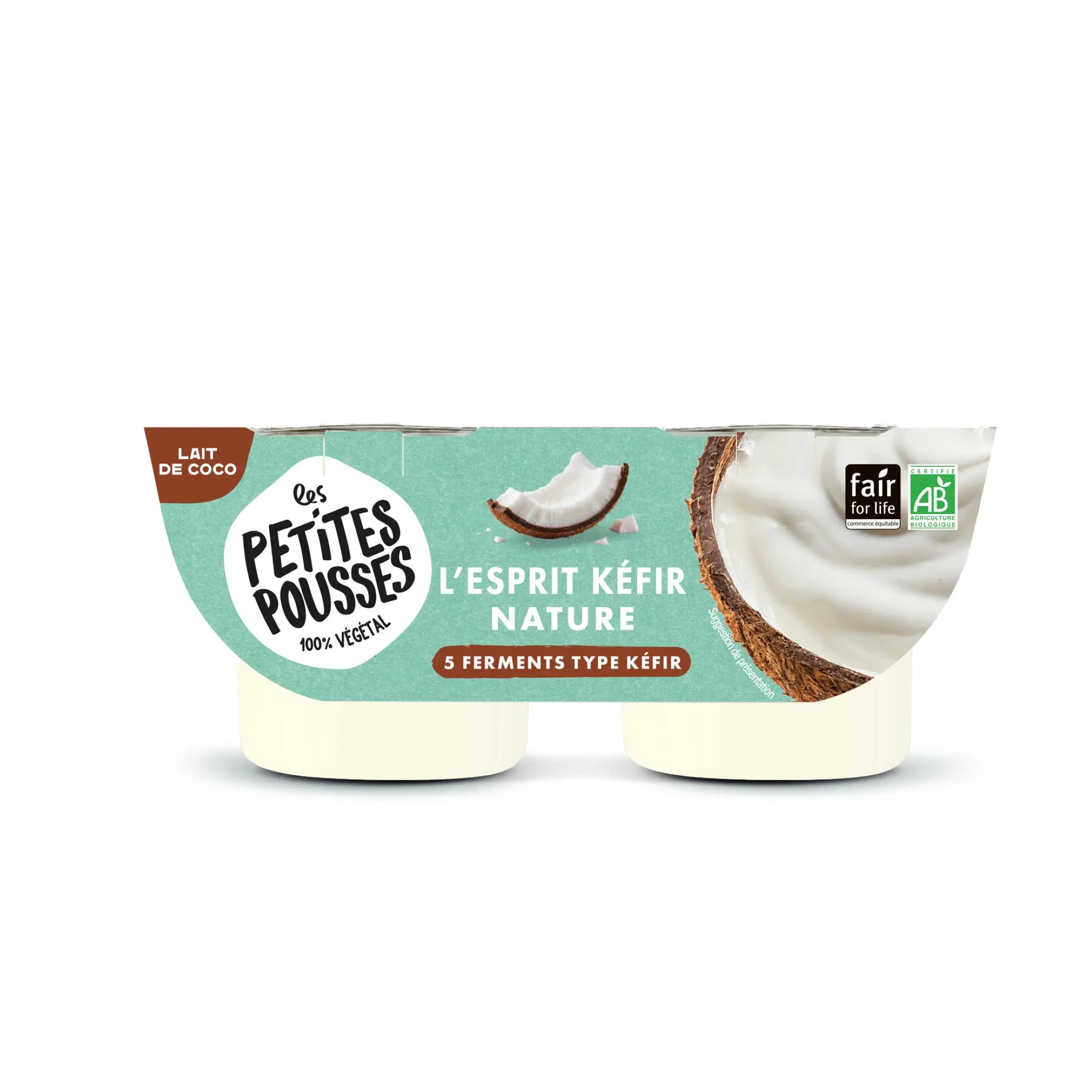 LES PETITES POUSSES Dessert végétal kéfir au lait de coco fermenté nature bio