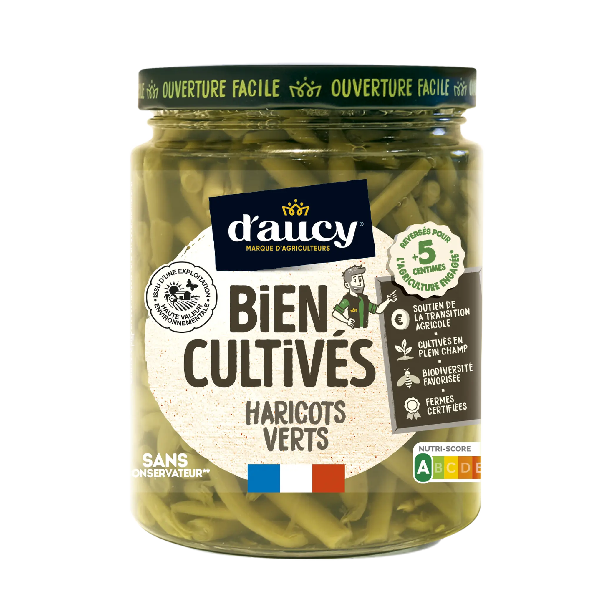 D'AUCY Bien cultivés Haricots verts en bocal