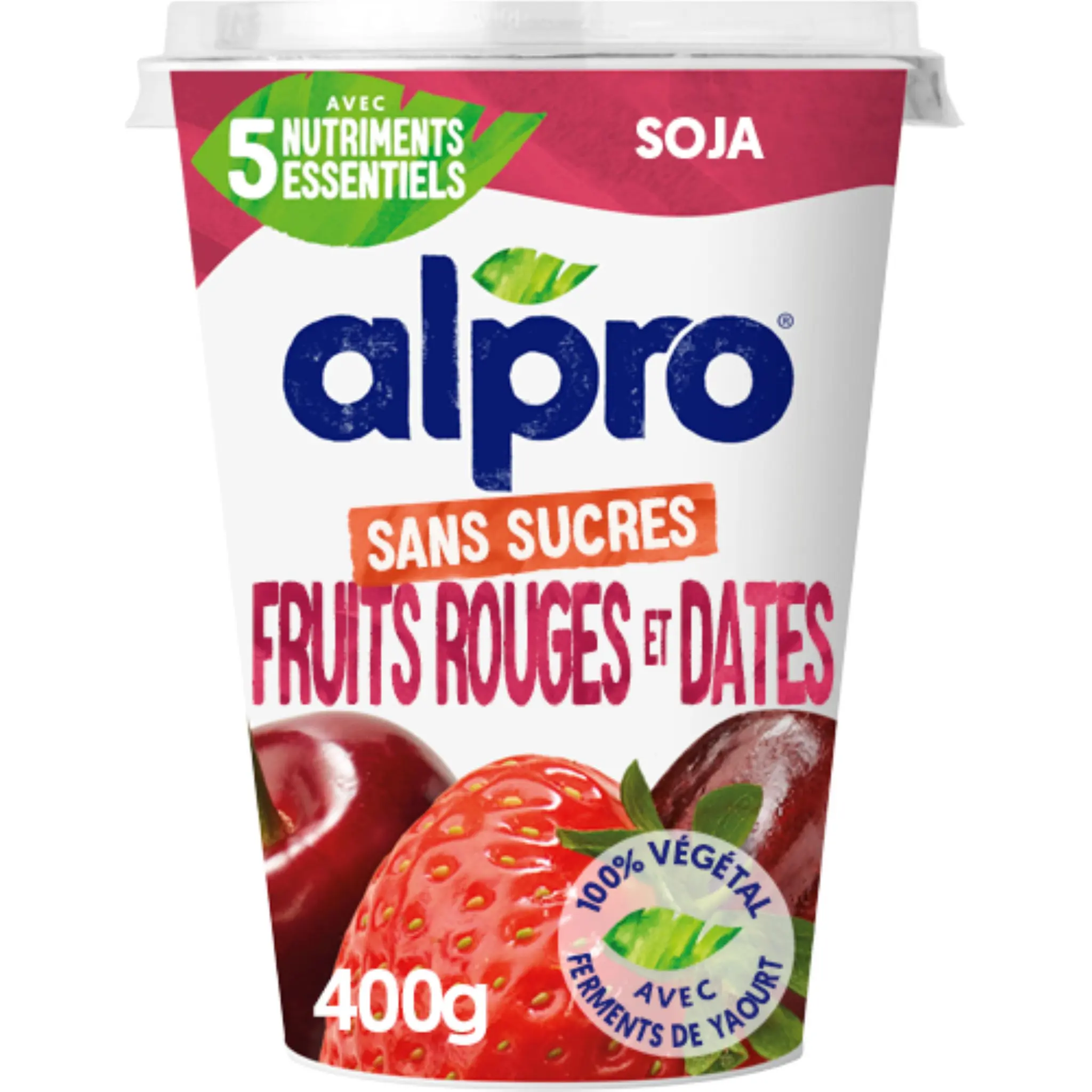 ALPRO Dessert végétal au soja aux fruits rouges et dattes sans sucres ajoutés