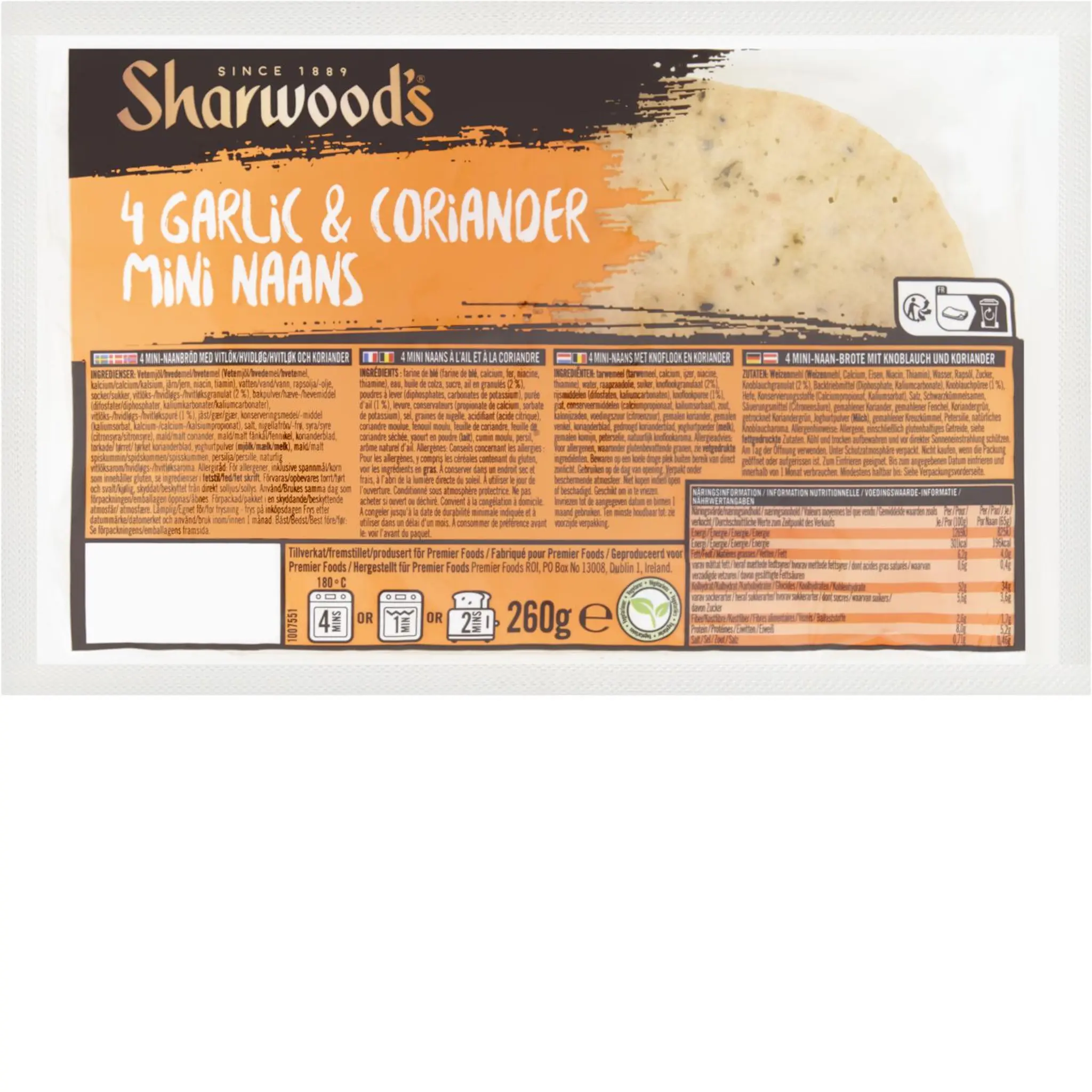 SHARWOOD'S Mini naans ail et coriandre