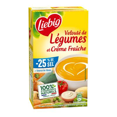Liebig Velouté de Légumes et Crème Fraîche Taux de sel réduit Soupe liquide en brique familiale, 1L