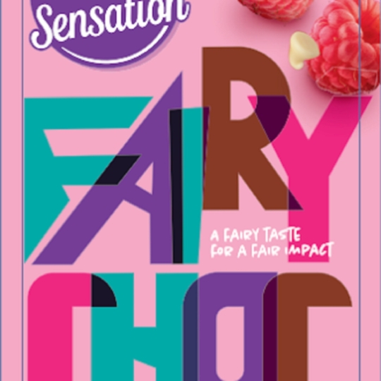 Tablette de Chocolat Lait Fairy Choc Framboise Pépites de Chocolat Blanc CARREFOUR SENSATION