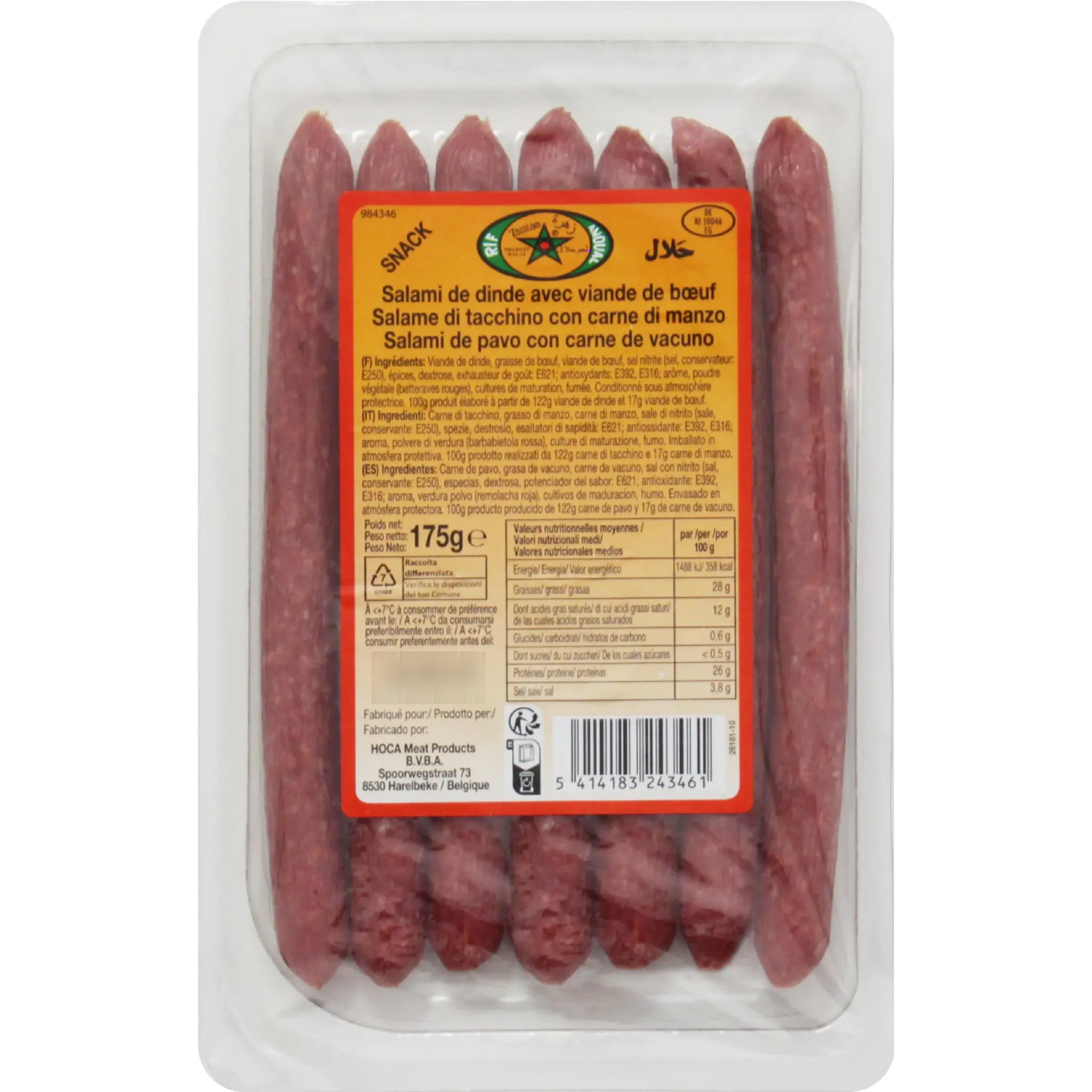 ZAHRA Snack salami de dinde et boeuf halal