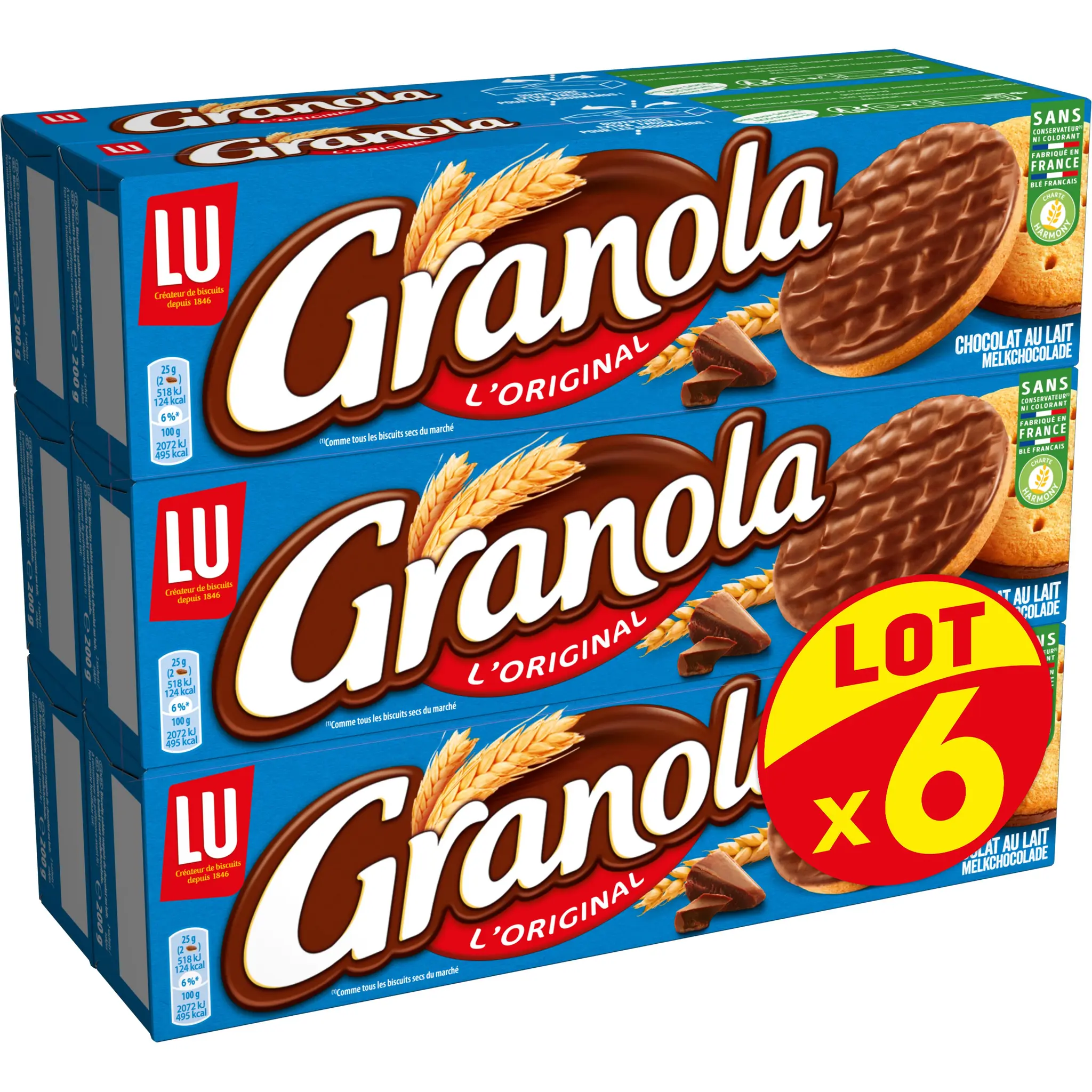 GRANOLA Biscuits sablés nappés de chocolat au lait