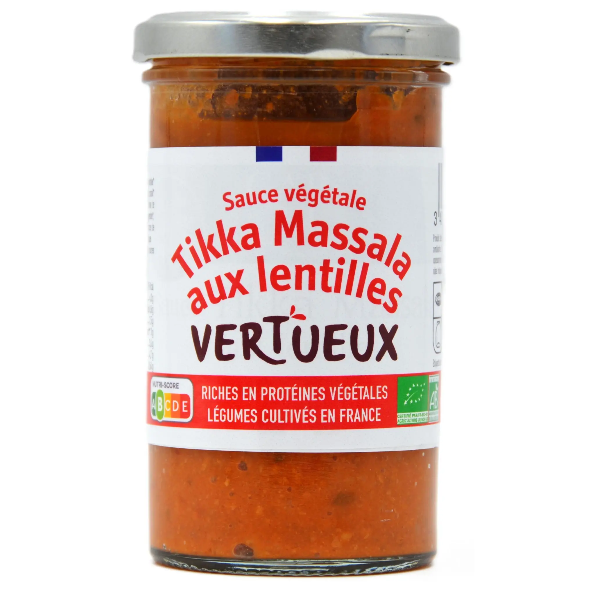 VERTUEUX Sauce tikka massala aux lentilles corail bio en bocal