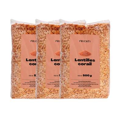 Lot de 3 x Lentilles Corail, Frichti (500 g)