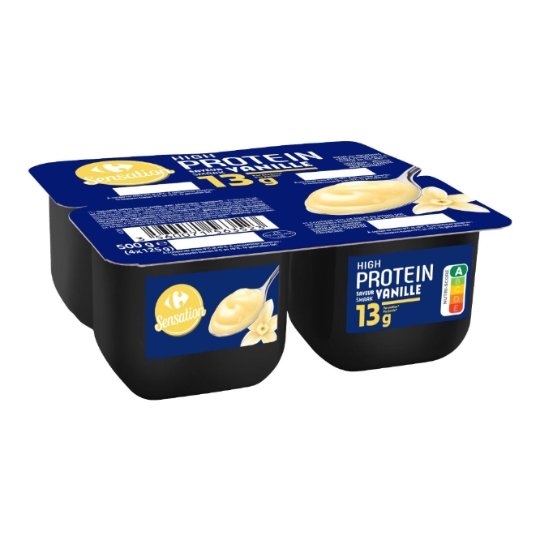 Yaourt saveur vanille, riche en protéines et allégé en sucres CARREFOUR SENSATION