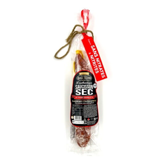 Saucisson Sec au Piment d'Espelette sans Nitrates & Nitrites ROCHES BLANCHES