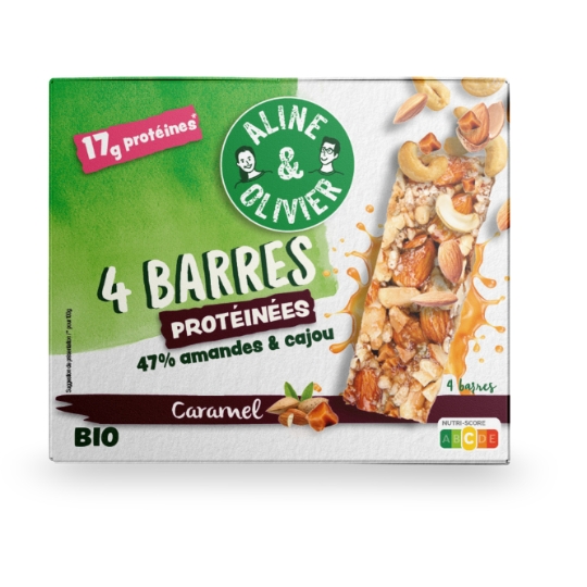 Barre de Céreale Protéinées Amande et Cajou Caramel ALINE ET OLIVIER