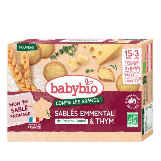 Sablés pour Bébé dès 15 mois Emmental de Franche-Comté et Thym BABYBIO