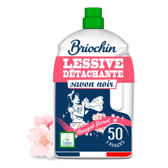 La Lessive Détachante au Savon Noir Bouquet Floral 50 Lavages JACQUES BRIOCHIN