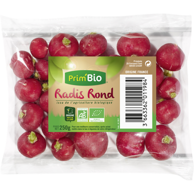 Radis rond rouge équeuté bio - Sachet 250g
