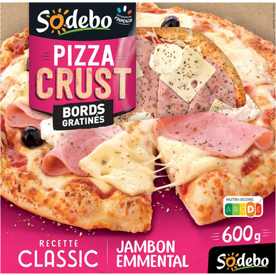 Pizza Crust classique, emmental et jambon SODEBO, 600g