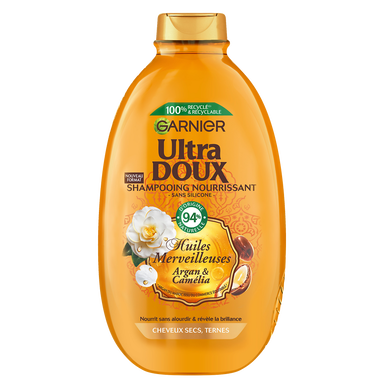 Shampooing nutrition argan et camélia ULTRA DOUX -600 ml