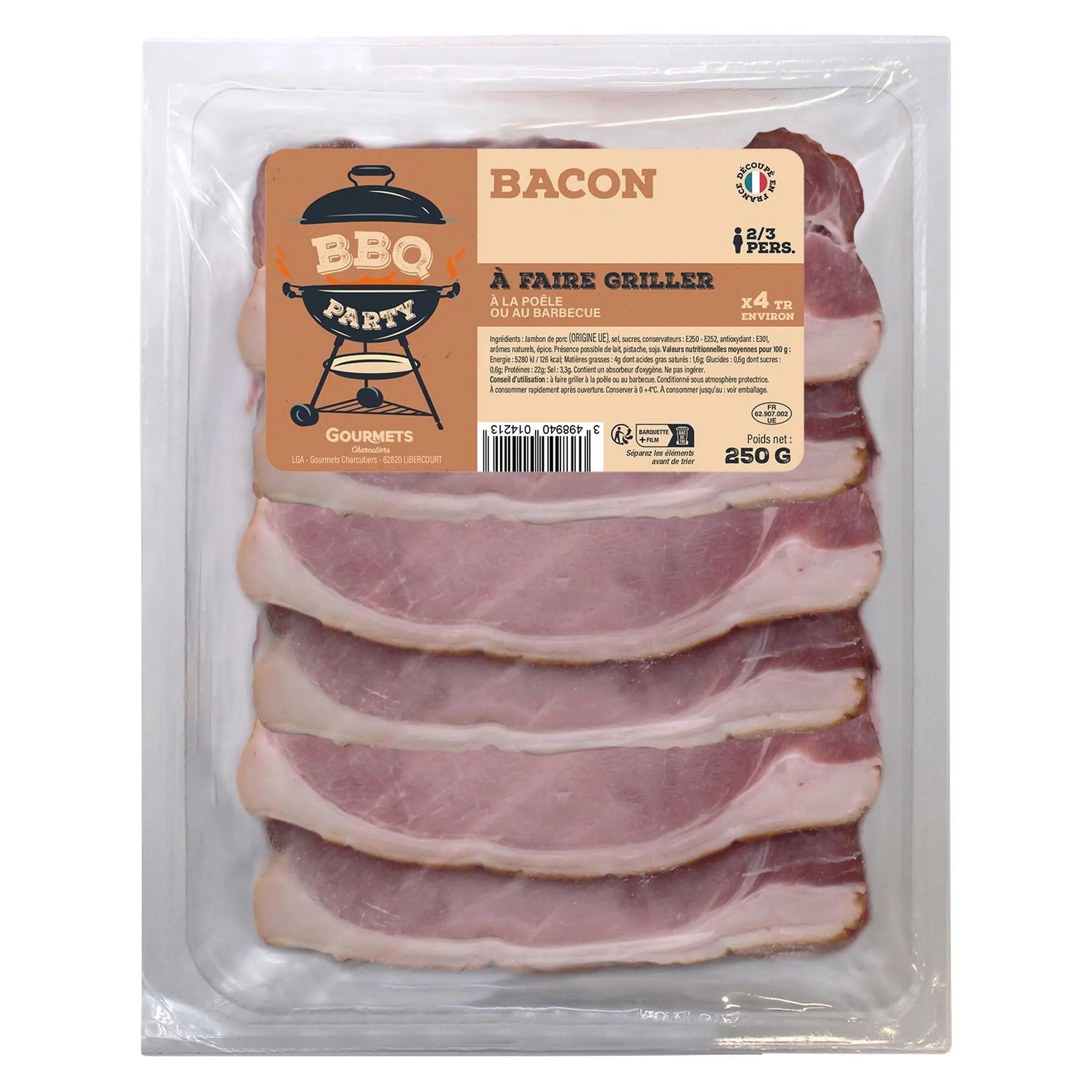 GOURMETS DE L'ARTOIS Bacon à griller tranches épaisses