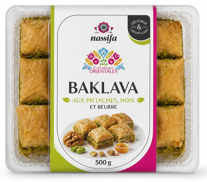 Baklava aux pistaches, noix et beurre