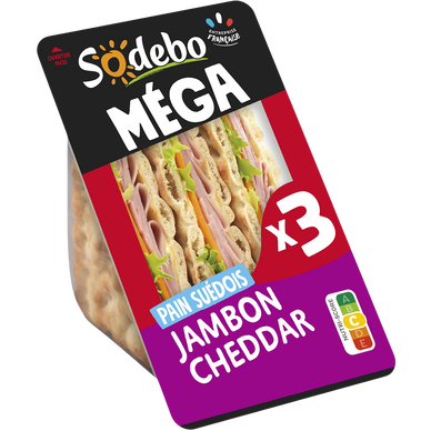 Sandwich Le Méga Club suédois jambon cheddar SODEBO, 230G