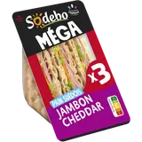 Sandwich Le Méga Club suédois jambon cheddar SODEBO, 230G