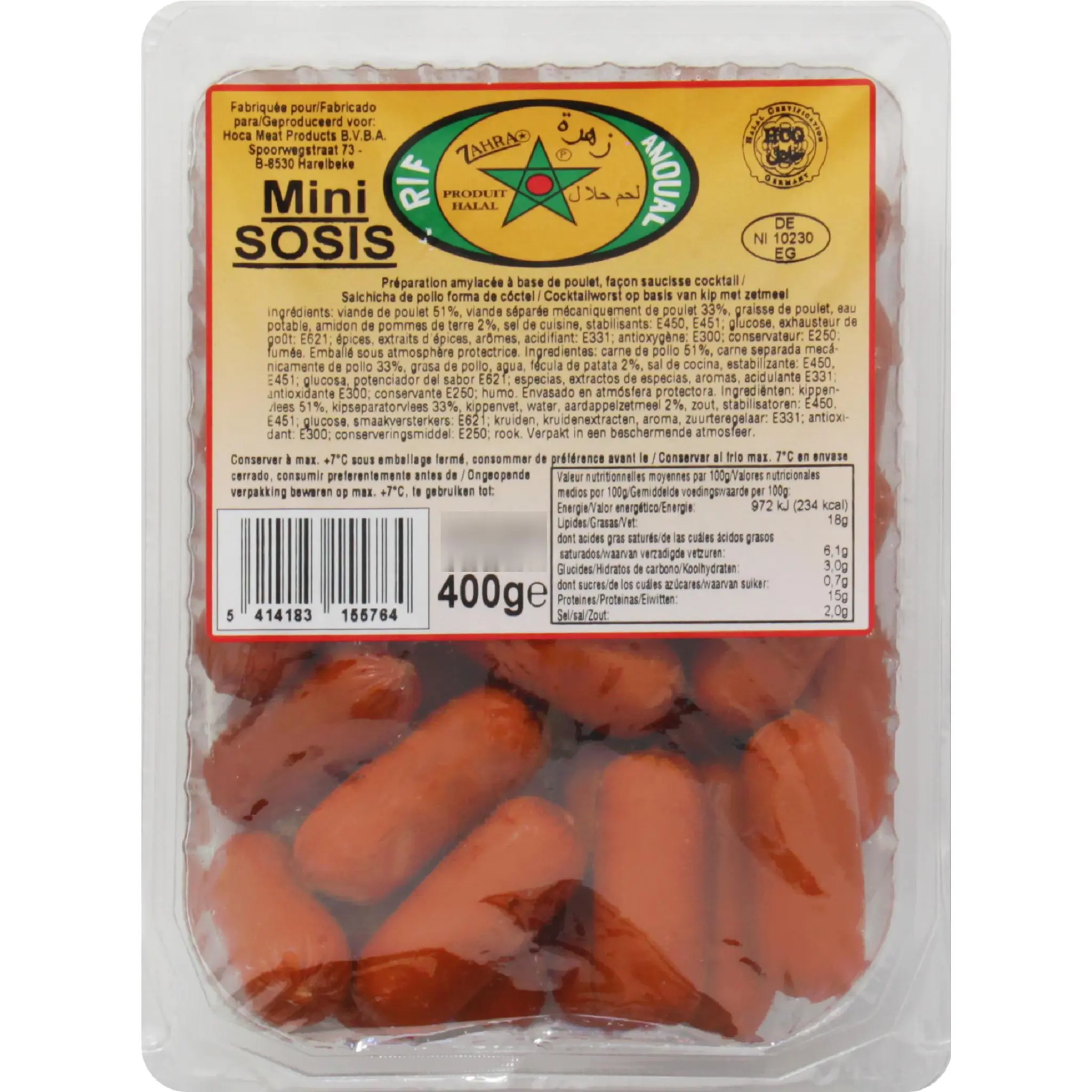 ZAHRA Mini saucisses de poulet halal