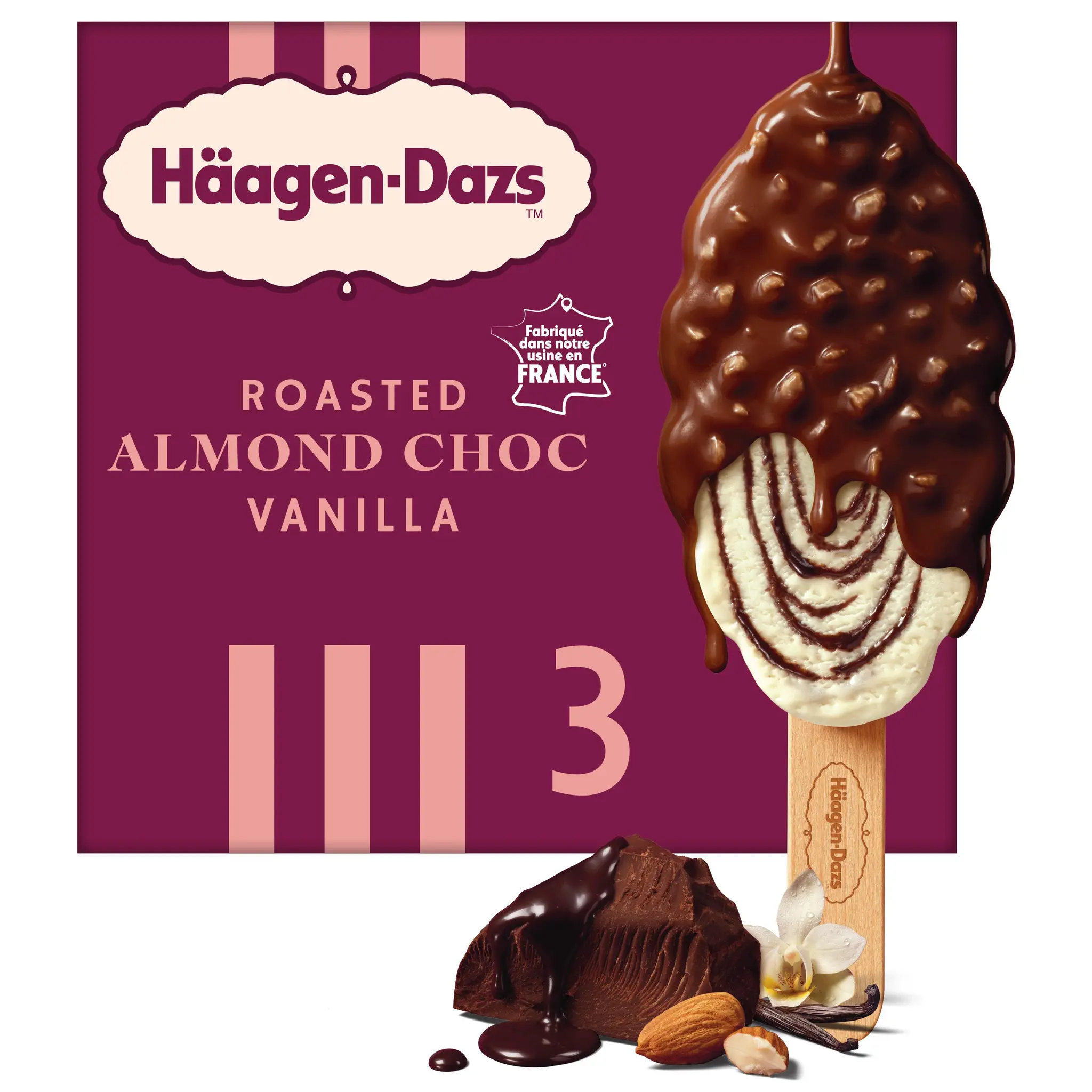 HAAGEN DAZS Bâtonnets glacés amandes grillées chocolat vanille