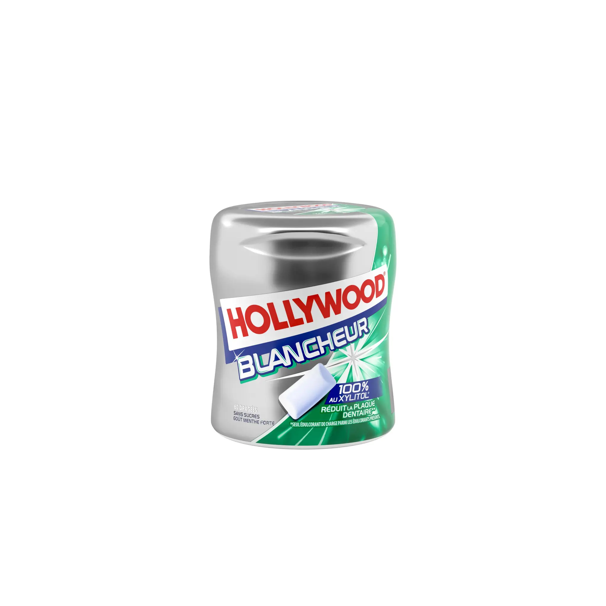 HOLLYWOOD Blancheur chewing-gums goût menthe verte sans sucres boîte