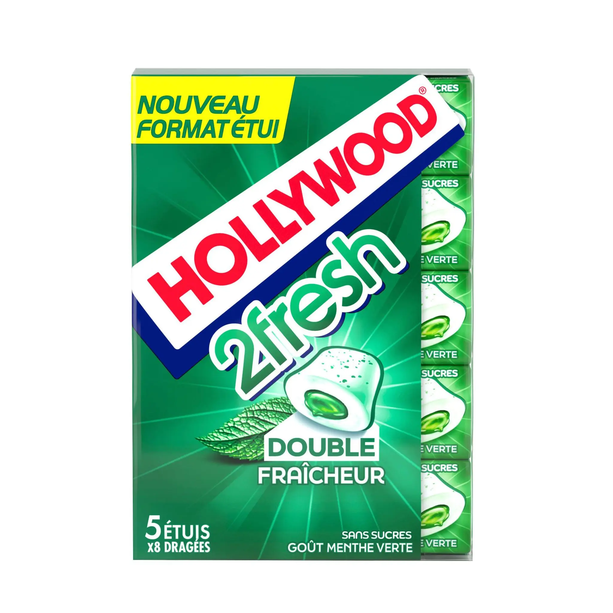 HOLLYWOOD 2fresh chewing-gums à la menthe sans sucres