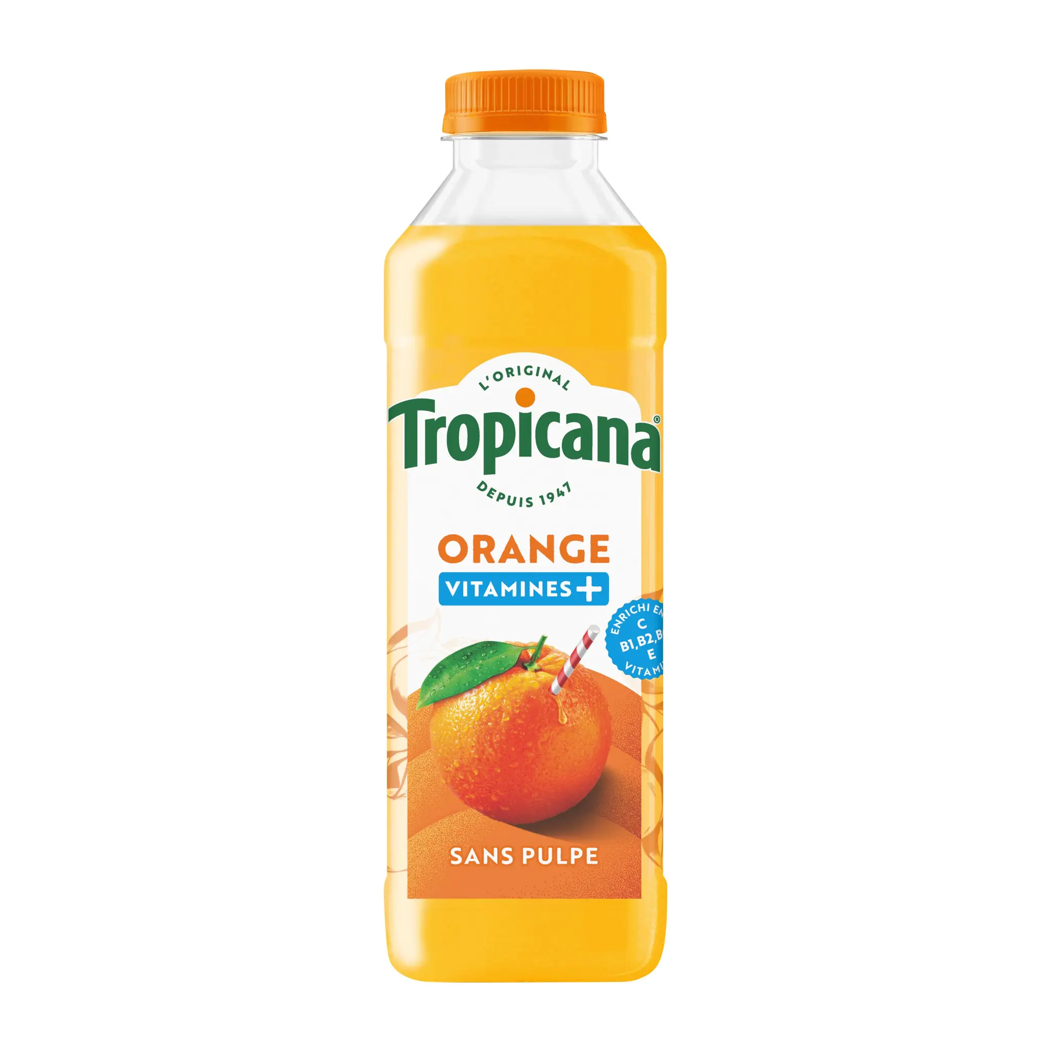 TROPICANA Jus d'orange enrichi en vitamines c b1 b2 b6 et e sans pulpe