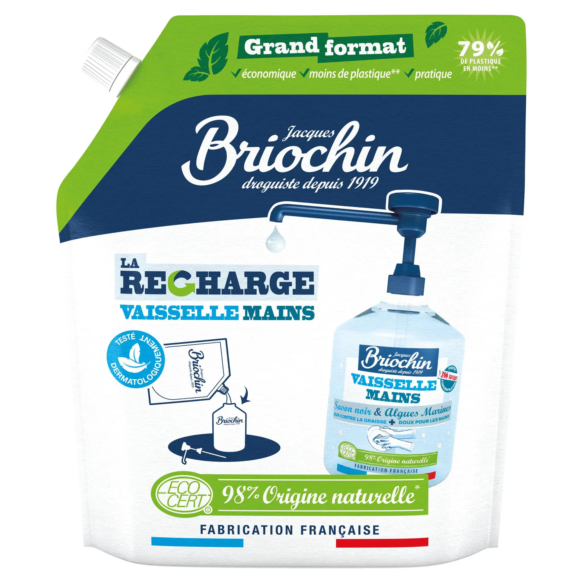BRIOCHIN Recharge liquide vaisselle savon noir algues marines ecocert